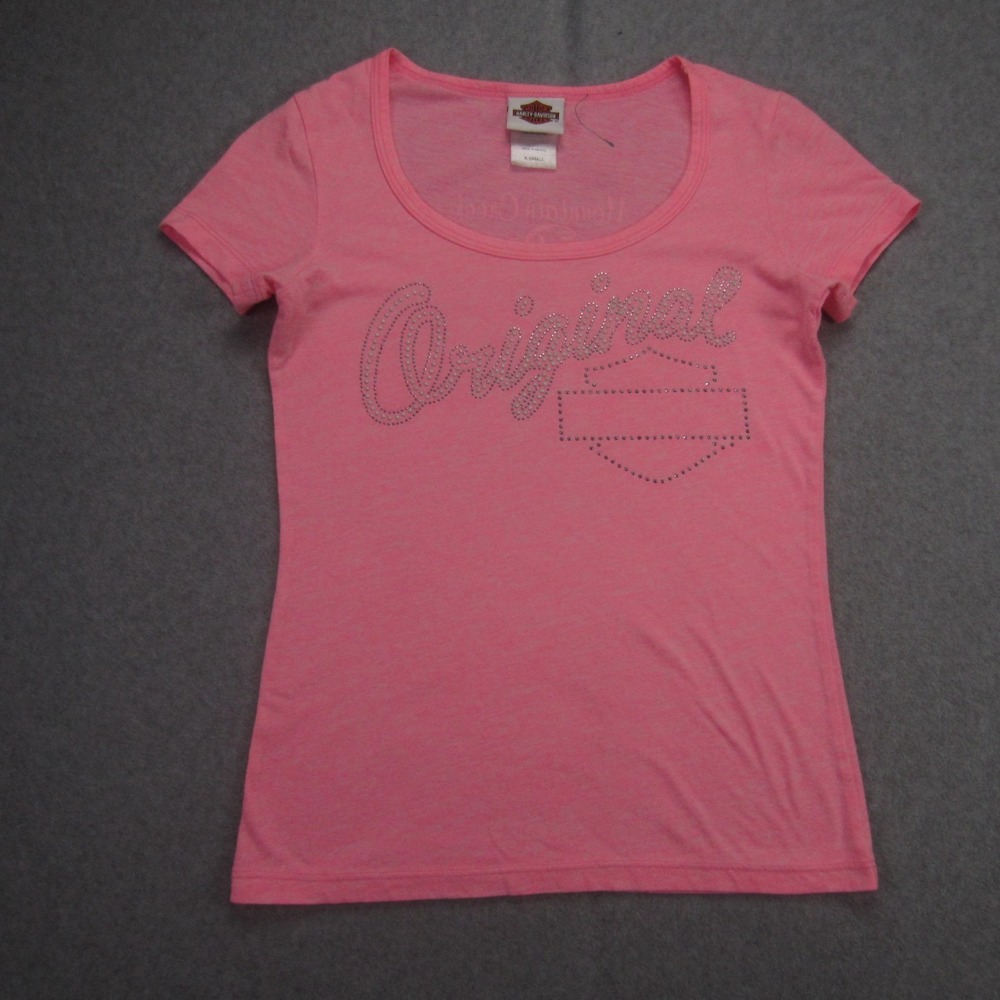 Harley Davidson Tee Shirt Womens XS Pink Mountain Creek Dalton GA Biker Graphic
